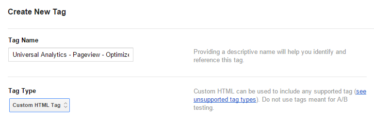 Create New Custom HTML Tag GTM