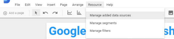 Google Data Studio - Manage Added data sources